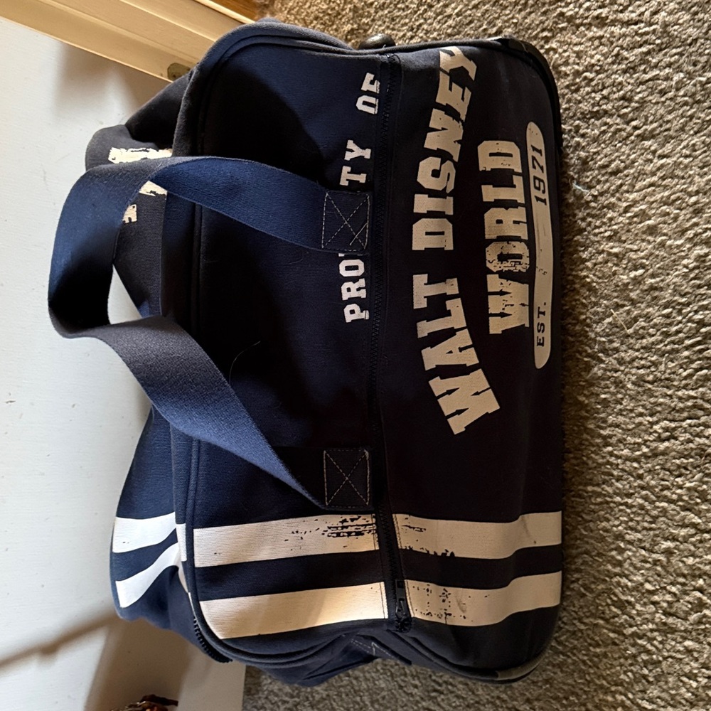 Disney Navy and White Duffel Bag with wheels